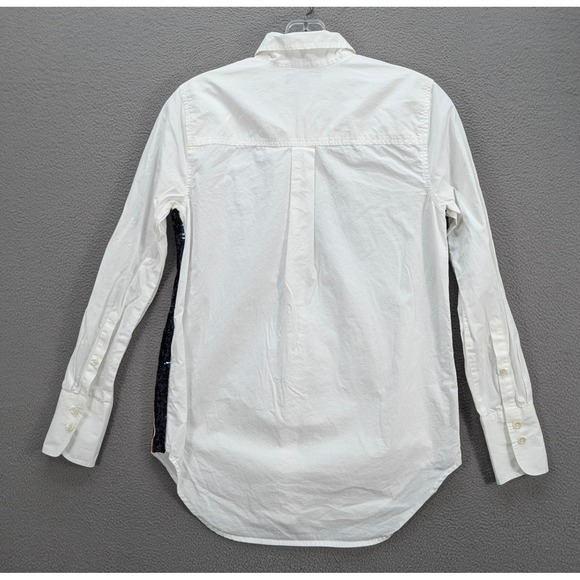 J Crew Sequin Side Stripe Button-Down Shirt Women's Size 00 White Office Work - Picture 6 of 12